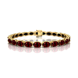 Genuine Garnet Tennis Bracelet - 14k 18k Solid Rose Gold Bracelet Gemstone Fine Bridal Jewelry - GeumJewels
