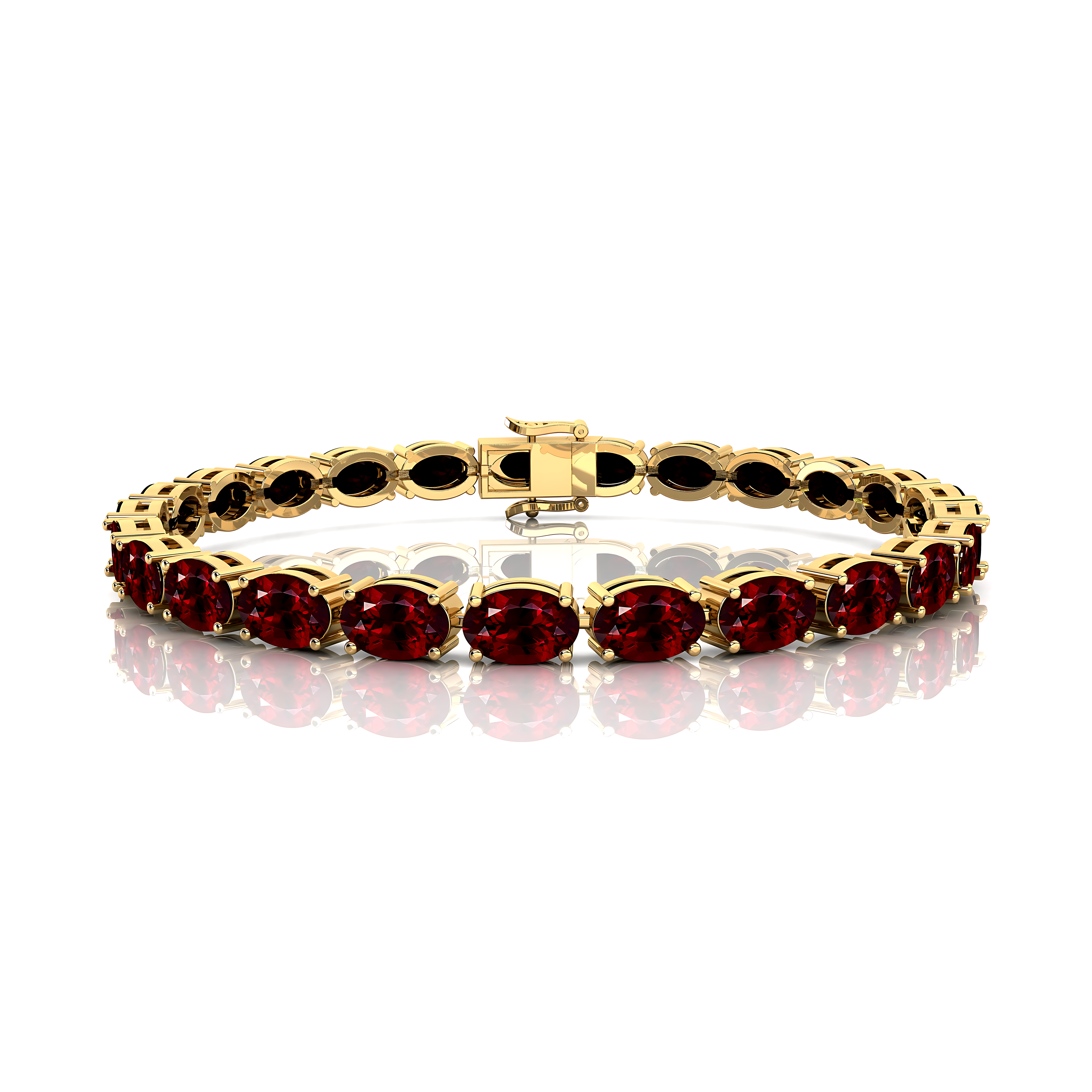 Genuine Garnet Tennis Bracelet - 14k 18k Solid Rose Gold Bracelet Gemstone Fine Bridal Jewelry - GeumJewels