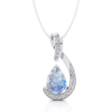 Designer Diamond Loop Pendant with Teardrop Shaped Moonstone