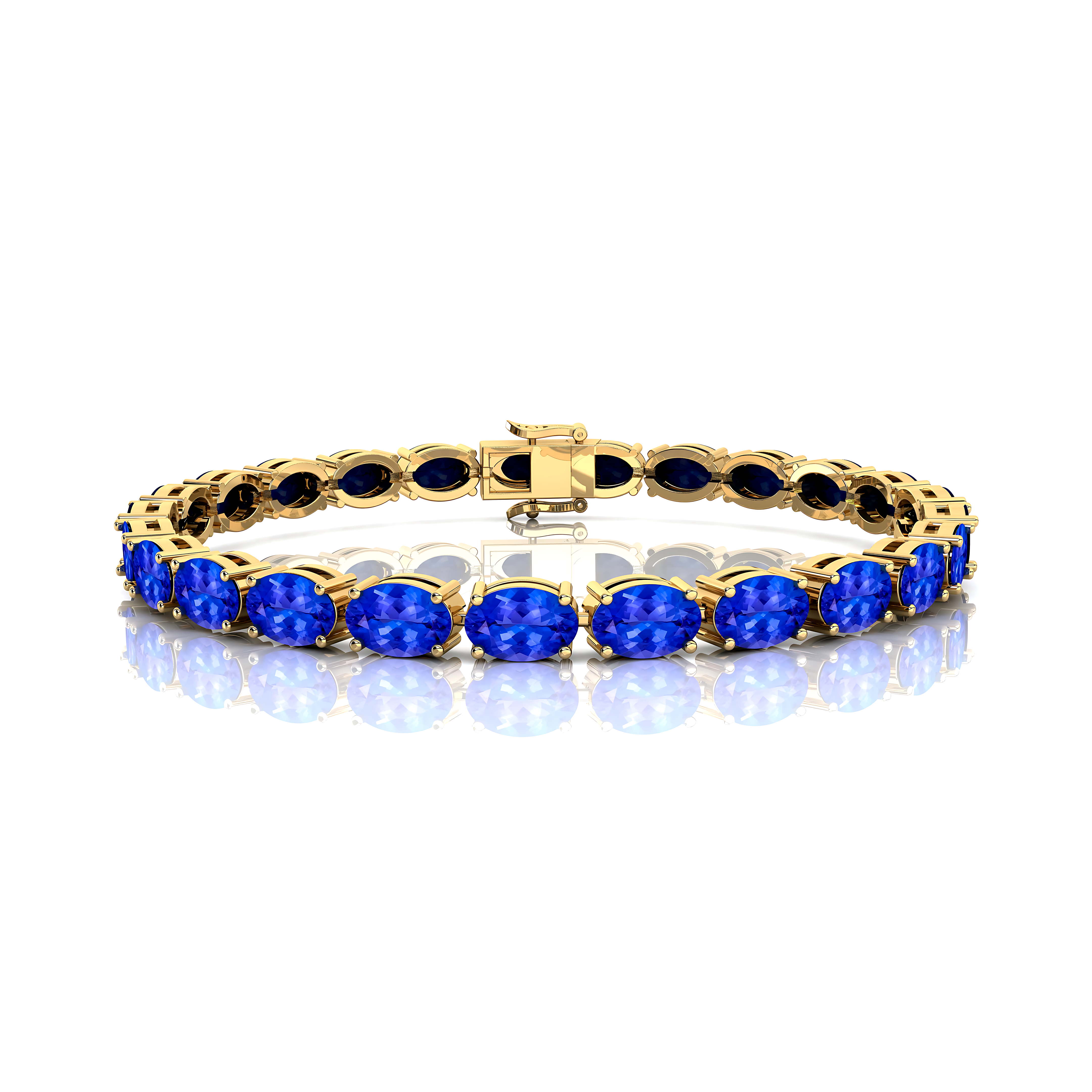 Natural Tanzanite Tennis Bracelet: 14k Yellow Gold Wedding Jewelry - GeumJewels