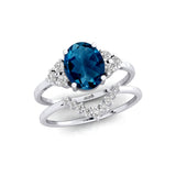 London Blue Topaz Gold Ring With Stackable Diamond Band