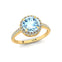 Classic Round Halo Diamonds with Solitaire Aquamarine Engagement Ring - GeumJewels