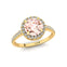 Classic Round Halo Diamonds with Solitaire Morganite Engagement Ring - GeumJewels