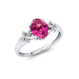 Criss Cross Diamond Ring with Oval Cut Pink Sapphire