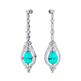 Art Deco Style Pear Shaped Paraiba Tourmaline Diamond Drop Earrings