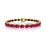 Oval Pink Sapphire Gold Tennis Bracelet - 14k 18k Solid Yellow Gold Green Gemstone Fine Bridal Wedding Jewelry Gift for Women - GeumJewels