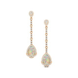 Vintage Style Pear Cut Opal Halo Diamond Drop Earrings