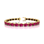 Oval Pink Sapphire Gold Tennis Bracelet - 14k 18k Solid Yellow Gold Green Gemstone Fine Bridal Wedding Jewelry Gift for Women - GeumJewels