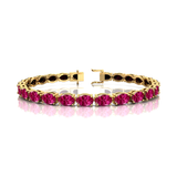 Oval Pink Sapphire Gold Tennis Bracelet - 14k 18k Solid Yellow Gold Green Gemstone Fine Bridal Wedding Jewelry Gift for Women - GeumJewels