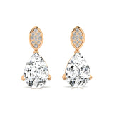 Illussion Set Diamond Earrings with Pear Cut Lab Diamond