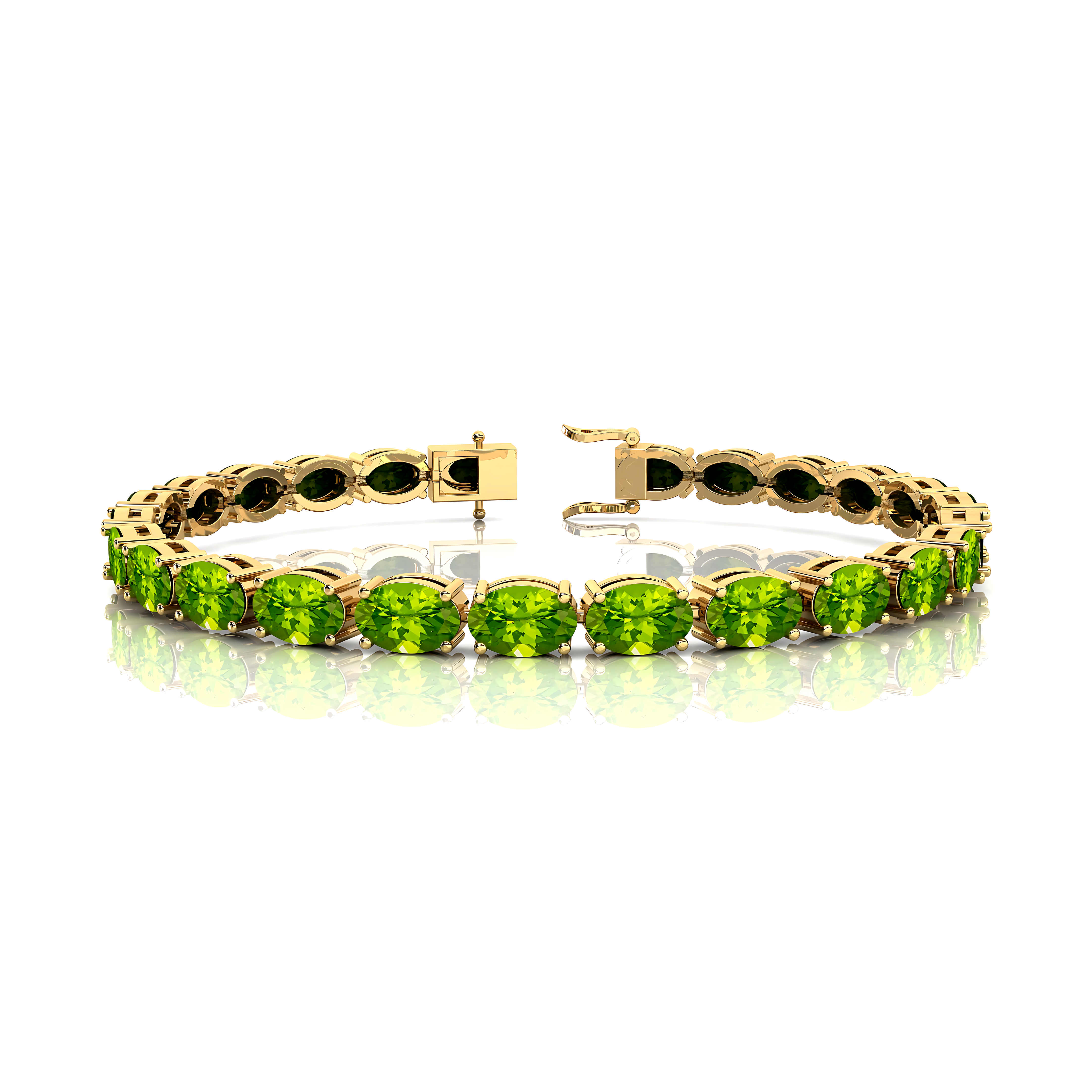 Peridot Tennis Bracelet 14k 18k Fine Yellow Gold Bridal Wedding Jewelry Engagement Gift For Mother - GeumJewels