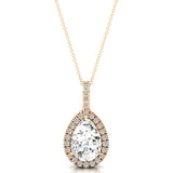 Lab Diamond Teardrop Pendant with Diamond Halo