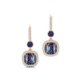 Halo Diamond Cushion Cut Alexandrite Dangle Earrings