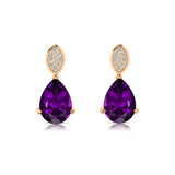 Illussion Set Diamond Earrings with Pear Cut Amethyst