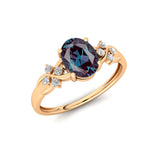 Criss Cross Diamond Ring with Oval Cut Alexandrite