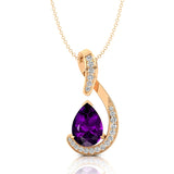 Designer Diamond Loop Pendant with Teardrop Shaped Amethyst