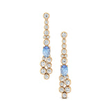 Elongated Cushion Moonstone Bezel Set Diamond Drop Earrings