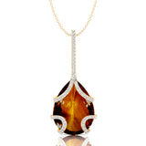 Teardrop Shaped Citrine Pendant Wrapped with Diamond Loop