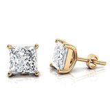 Lab Diamond Princess Cut Solitaire Stud Earrings