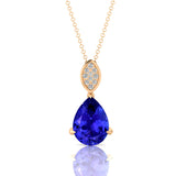 Illussion Set Diamond Pendant with Pear Cut Tanzanite