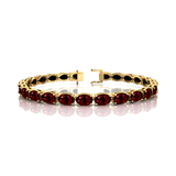 Genuine Garnet Tennis Bracelet - 14k 18k Solid Rose Gold Bracelet Gemstone Fine Bridal Jewelry - GeumJewels
