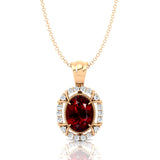 Vintage Style Oval Shaped Garnet Halo Set with Diamond Accents