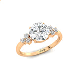 Trio Diamond Engagement Ring with Round Solitaire Lab Diamond