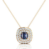 Double Halo Diamond Cushion Cut Alexandrite Necklace