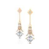 Inverted Princess Cut Lab Diamond Drop Earrings with Diamonds