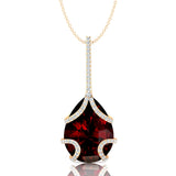 Teardrop Shaped Garnet Pendant Wrapped with Diamond Loop