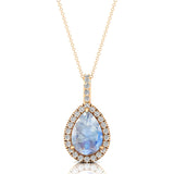 Moonstone Teardrop Pendant with Diamond Halo