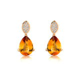 Illussion Set Diamond Earrings with Pear Cut Citrine