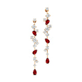 Fancy Ruby Cluster Drop Earrings