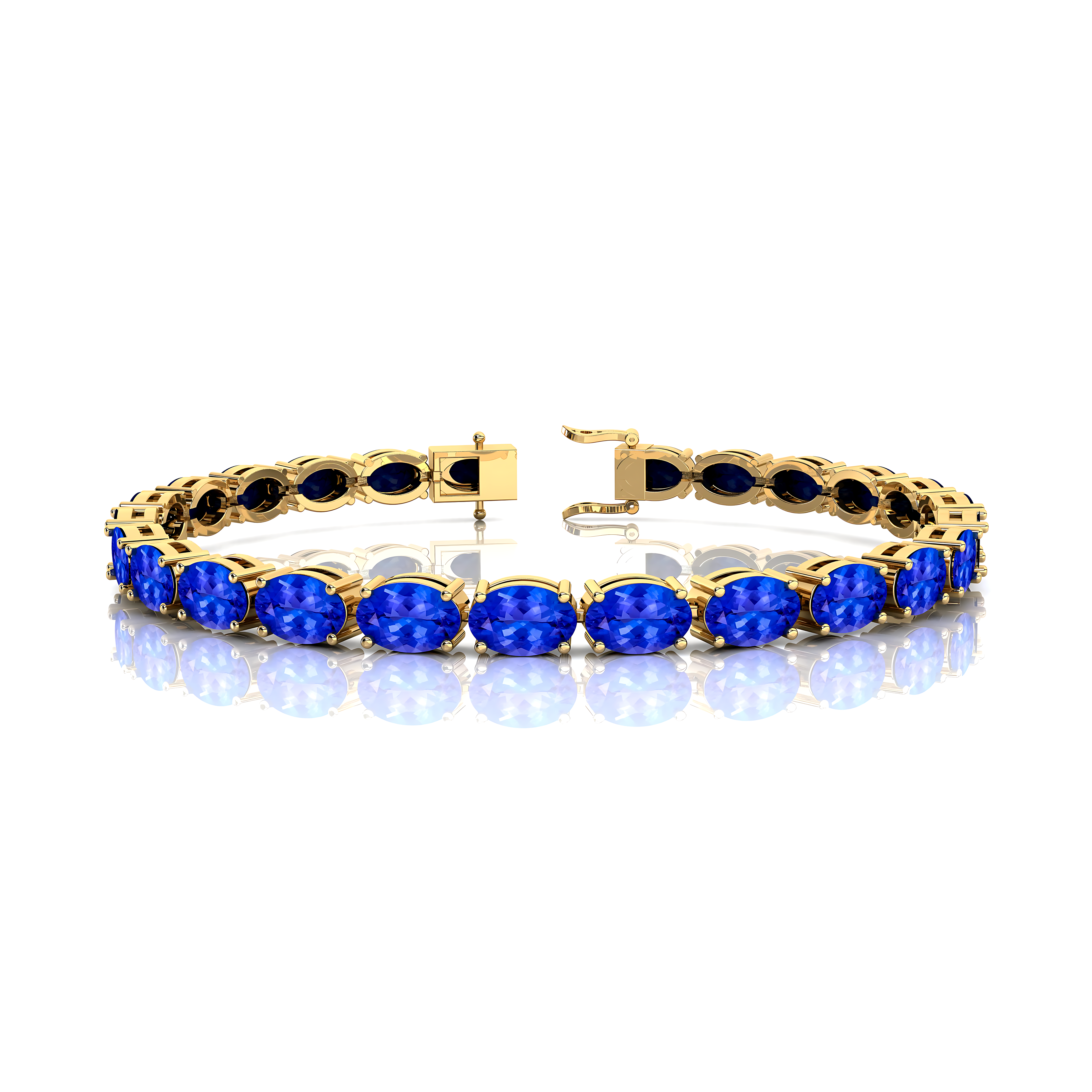 Natural Tanzanite Tennis Bracelet: 14k Yellow Gold Wedding Jewelry - GeumJewels