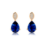 Illussion Set Diamond Earrings with Pear Cut Blue Sapphire