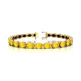 Yellow Sapphire Gold Tennis Bracelet - 14k 18k Solid Yellow Gold Green Gemstone Fine Bridal Wedding Jewelry Gift for Her - GeumJewels