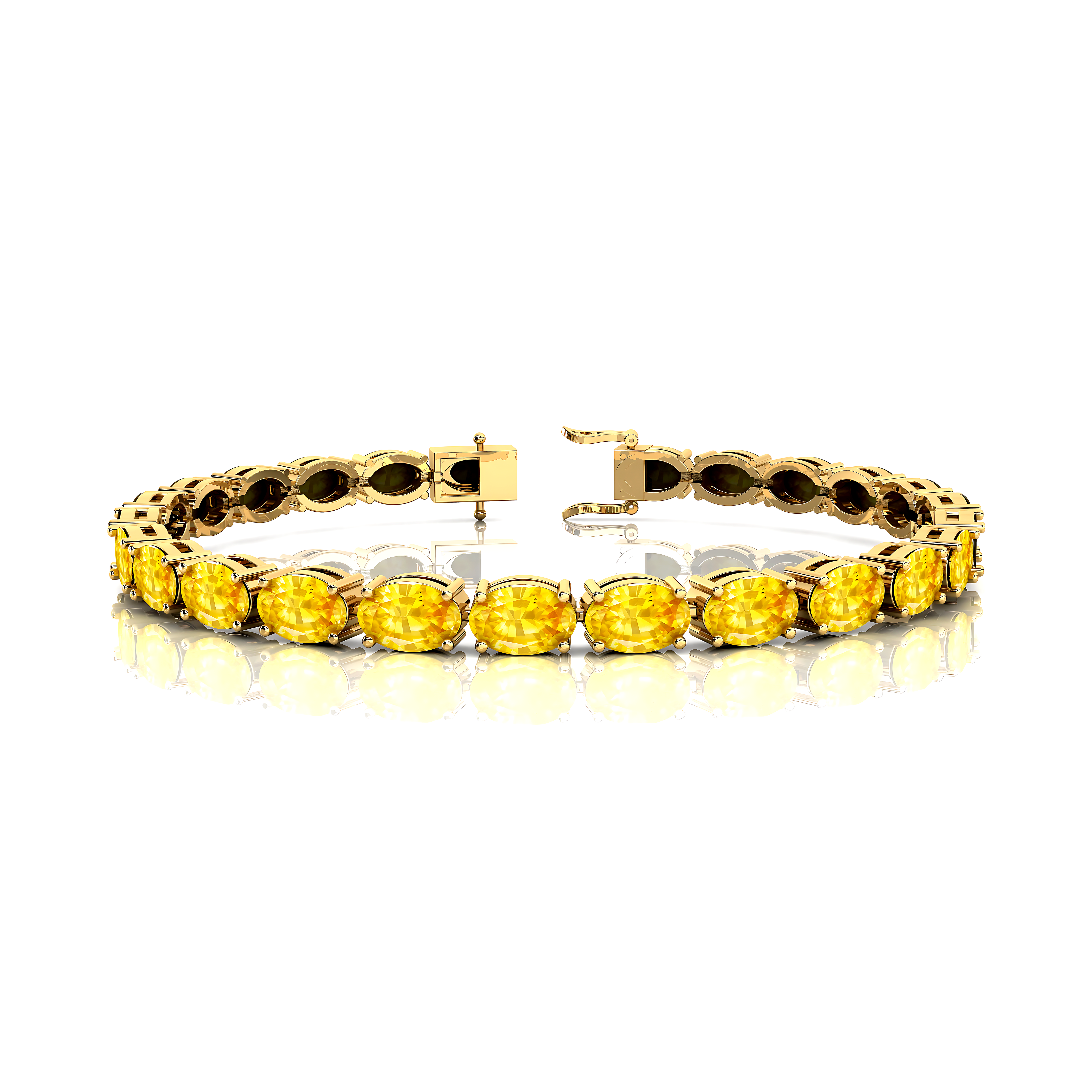 Yellow Sapphire Gold Tennis Bracelet - 14k 18k Solid Yellow Gold Green Gemstone Fine Bridal Wedding Jewelry Gift for Her - GeumJewels