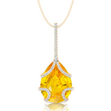 Teardrop Shaped Yellow Sapphire Pendant Wrapped with Diamond Loop