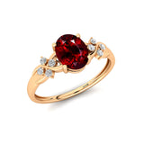 Criss Cross Diamond Ring with Oval Cut Garnet