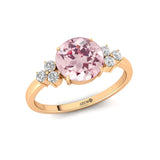 Trio Diamond Engagement Ring with Round Solitaire Morganite