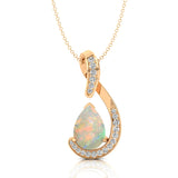 Designer Diamond Loop Pendant with Teardrop Shaped Opal