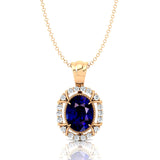 Vintage Style Oval Shaped Blue Sapphire Halo Set with Diamond Accents