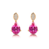 Illussion Set Diamond Earrings with Pear Cut Pink Sapphire