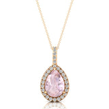 Morganite Teardrop Pendant with Diamond Halo