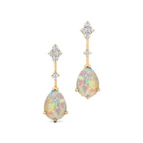 Teardrop Opal Drop Earrings with Accent Diamonds