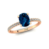 Long Cushion London Blue Topaz Thin Diamond Promise Ring