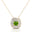 Double Halo Diamond Cushion Cut Peridot Necklace - GeumJewels