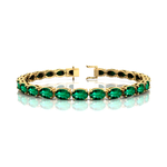 Oval Emerald Gold Tennis Bracelet - 14k 18k Solid Yellow Gold Green Gemstone Fine Bridal Wedding Jewelry Anniversary Gift For Women - GeumJewels