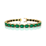 Oval Emerald Gold Tennis Bracelet - 14k 18k Solid Yellow Gold Green Gemstone Fine Bridal Wedding Jewelry Anniversary Gift For Women - GeumJewels