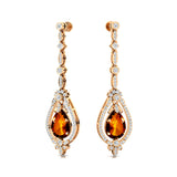 Art Deco Style Pear Shaped Citrine Diamond Drop Earrings